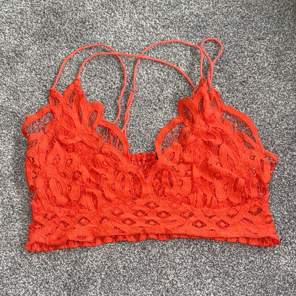 Free People Lace Bralette in Orange Medium